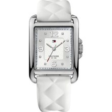 Tommy Hilfiger Women's Silicon White Strap Rectangular Watch