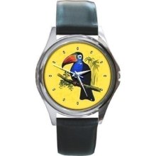 Toucan Bird Retro Style Unisex Round Wrist Watch