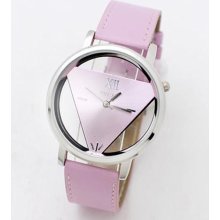 Triangle Dial Leather Strap Watch-pink