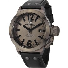 TW Steel Watches Men's Grey Dial Black Leather Grey Leather/Black Dial