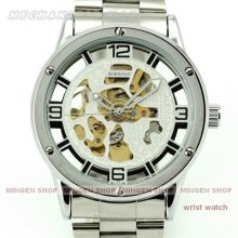 U062 - Casual Sport Steel Strap Skeleton Men Automatic Mechanical Wrist Watch