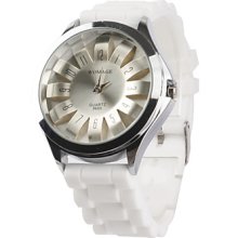 Unisex Chrysanthemum Shaped Quartz Wrist Unisex Watch (White)