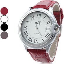 Unisex Roman Number Style Analog PU Quartz Wrist Watch (Assorted Colors)