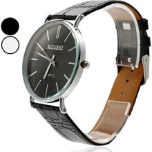 Unisex Simple Elegant Design Analog PU Quartz Wrist Watch (Assorted Colors)