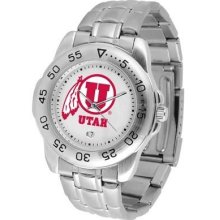 University of Utah Utes Men's Stainless Steel Logo Watch