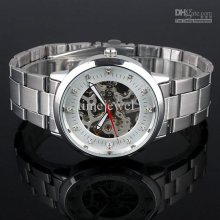 Value Choice Silver Tone Skeleton Dial Men's Mechanical Wristwatch H