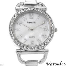 Varsales Metal, Crystals & Mother Of Pearl Ladies Quartz Watch