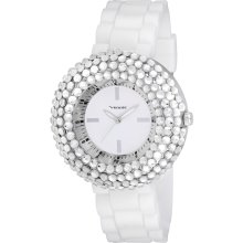 Vernier Woman's V11058wt Crystal Stone Bezel Watch