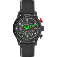 Versus Soho Mens Black IP Coated Steel Black Dial Chronograph Lea ...