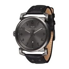 Vestal Observer Leather Watch - Black / Gunmetal / Gun