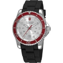 Victorinox Swiss Army Men's Maverick Swiss Made Quartz Red Bezel Black Rubber Strap Watch