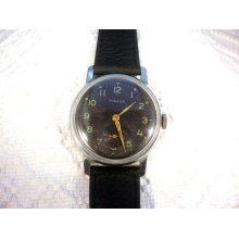 Vintage mechanical Pobeda mens watch with sub hand showing seconds