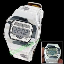 Water Resistant Leather Band Digital Alarm Sports Watch