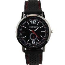 Weijieer Quartz Watch For Men Sports Plastic Band Simple And Generous Black Dial