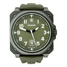 Wenger Men's 72422 Aerograph Cockpit Nato Green Rubber Strap Watch