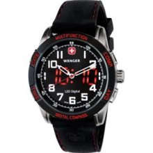 Wenger Men's Nomad LED Compass Black Silicone Strap Watch