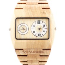 WeWOOD Mens Jupiter Dual Time Limited Edition Beige Wood Watch - Beige Bracelet - Beige Dial - D2BEIGE