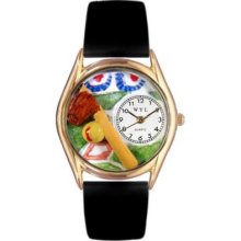 Whimsical Watches Kids Japanese Quartz Soccer Black Leather Strap Watch