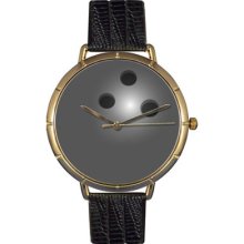 Whimsical Watches Unisex Bowling Lover Photo Watch with Black Leather