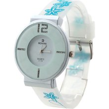 White Women's Simple Round Style Silicone Analog Quartz Wrist Watch