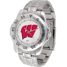 Wisconsin Badgers Mens Sports Steel Watch