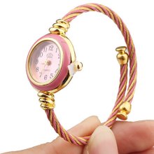 with Quartz Watch Metal Rope Watch Strap - Pink Face