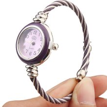 with Quartz Watch Metal Rope Watch Strap - Purple Face