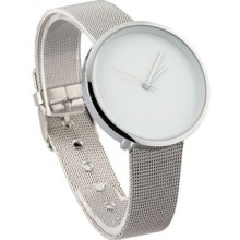 Women's Casual Round Dial Steel Silver Band Strap Analog Watch White