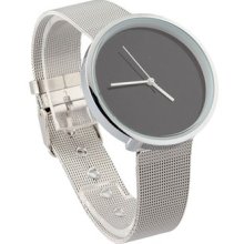 Women's Casual Round Dial Steel Silver Band Strap Analog Watch Grey