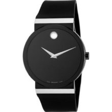 Women's Movado Sapphire Synergy Black Pvd Case Black Rubber Strap Watch