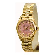 Women's Rolex Gold President Watch - Pink MOP Diamond Dial - Pre-Owned