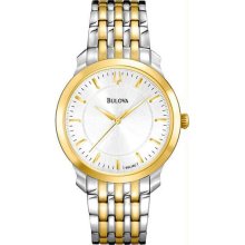 Women's Two Tone Stainless Steel Case and Bracelet Classic Dress Silver Dial