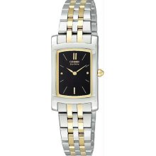 Women's Two Tone Stainless Steel Stiletto Bracelet Black Dial