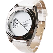 Wrist Fashionable Quartz Watch with White PU Leather Band