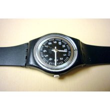 Wristwatch early 1990s Swatch early original black silver and white Swatch watch Swiss watch