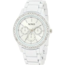 Xoxo Women's White Bracelet With Rhinestones Accent Watch