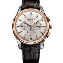 Zenith Mens El Primero Silver Dial Brown Leather Strap Watch 51.2112.400/01.C498