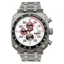 Zippo White Face Chronograph Sport Ss Band Watch 45000