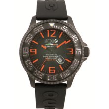 3H Men's 52MM Black PVD Automatic Black Dial Orange Markers