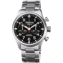 Alpina Men's 'Aviation' Black Dial Stainless Steel Chronograph Watch