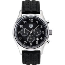 Andrew Marc Watch, Mens Chronograph Club Blazer Black Leather Strap 44
