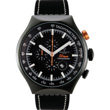 Avio Milano Men's 50 MM BLACK PVD Aluminum Case Chronograph Tachymeter