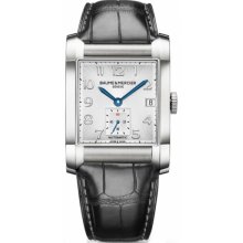 Baume and Mercier Hampton Silver Dial Black Leather Mens Watch MOA10026