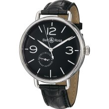 Bell & Ross Men's 'Vintage' Black Dial Leather Strap Automatic Watch