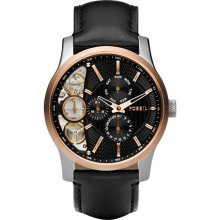 Black And Rose Dial Twist Leather, Men's Fossil Watch