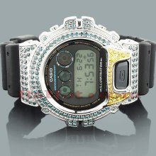 Blue Yellow Diamond G-Shock Watch 4.00ct