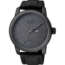 BM8475-00F - Citizen Eco-Drive Stealth Black Plated Canvas Strap 100m Watch