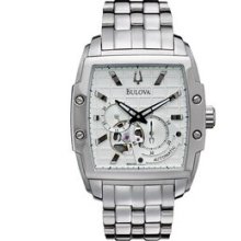 Bulova Men`s Silver Tonneau Mechanical Watch