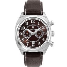 Bulova Men's Black Chronograph Leather Watch