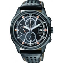 CA0375-00E - Citizen Eco-Drive Leather Black Stealth Chornograph 100m Watch